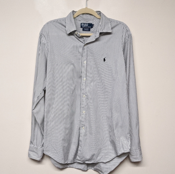 $145 Polo Ralph Lauren Mens Brown Striped Classic Fit Button Down Dress Shirt
